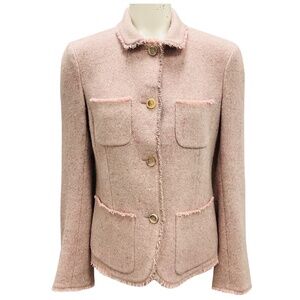LORO PIANA LIGHT PINK FRINGED WOOL AND CASHMERE JACKET